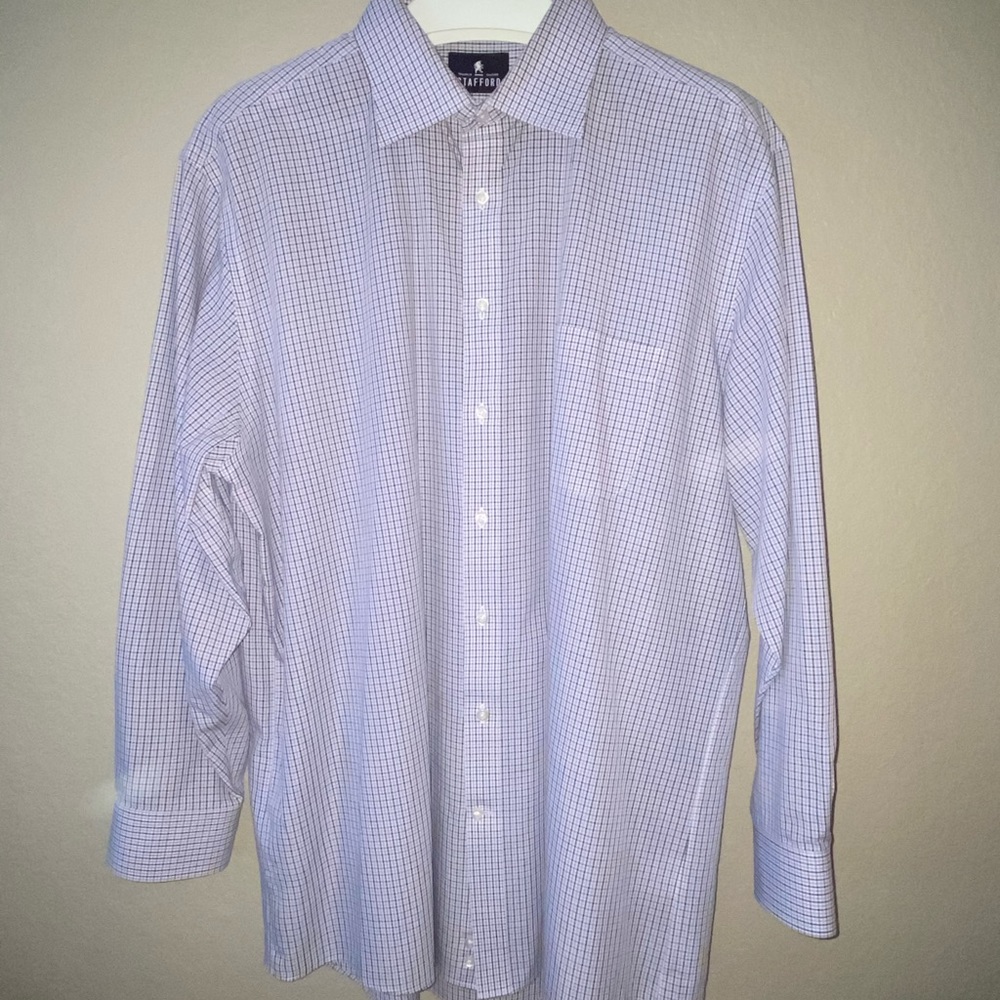 Stafford dress shirt, purple/bulk/grey/white check